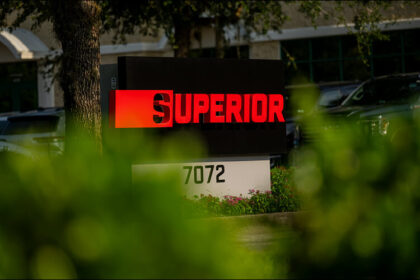 Sign outside Superior Construction's headquarters
