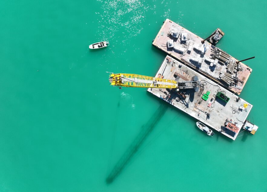 Superior Construction crews building an artificial reef in the Gulf of America